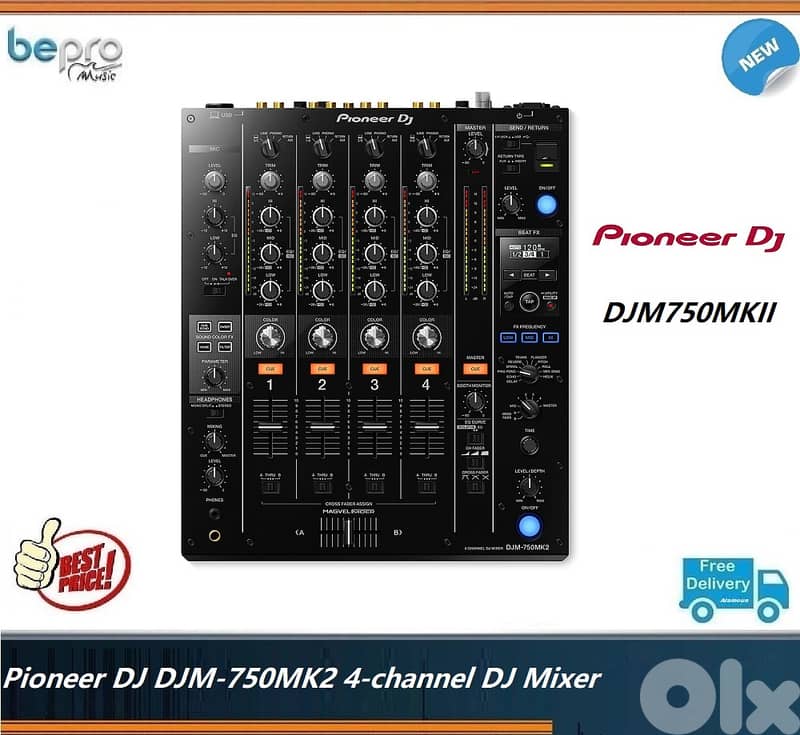 Pioneer DJ DJM-750MK2 4-channel DJ Mixer 0
