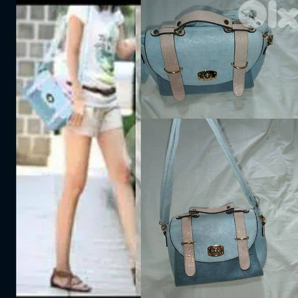 cross bag blue with pink high quality medium size 0