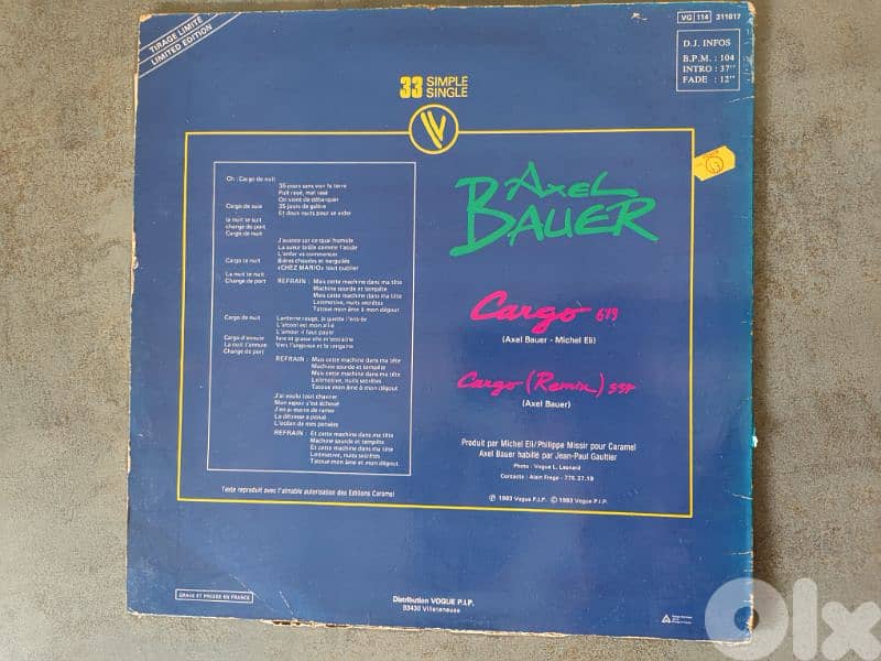 Axel Bauer cargo de nuit vinyl 1