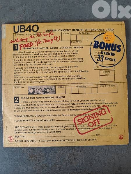 UB40 signing off vinyl 0