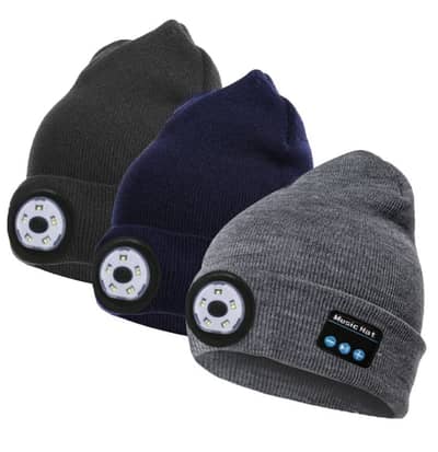 Bluetooth Beanie Hat Wireless Headphones With Led for Outdoor Sports.