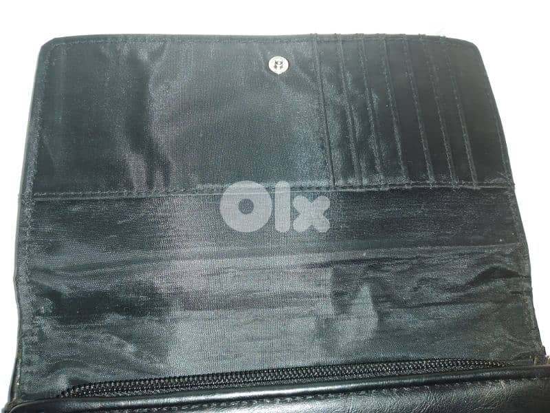 bag clutch wallet real leather black with swarovski 4