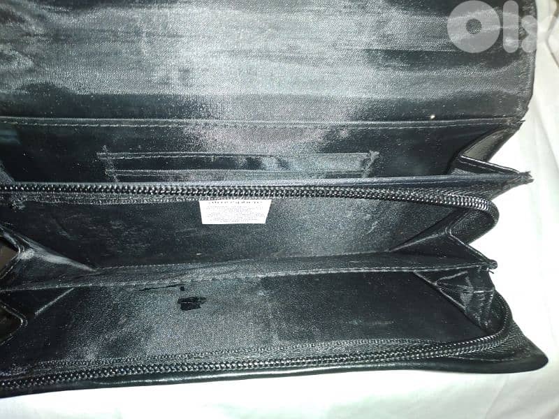 bag clutch wallet real leather black with swarovski 5