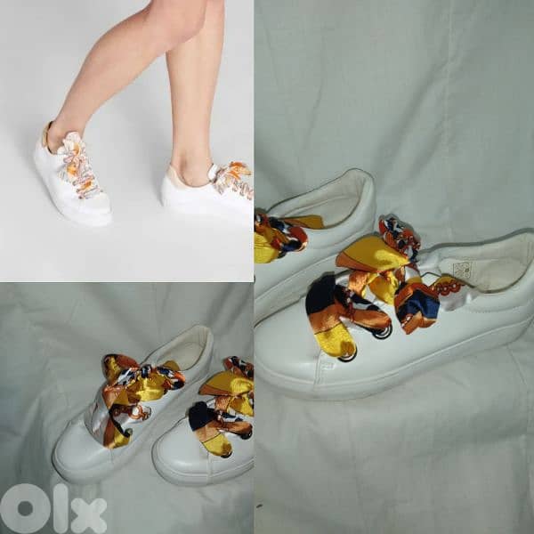shoes white with satin ribbon 39.40 only 2