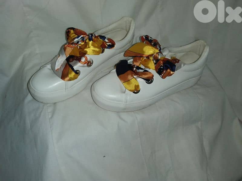 shoes white with satin ribbon 39.40 only 3