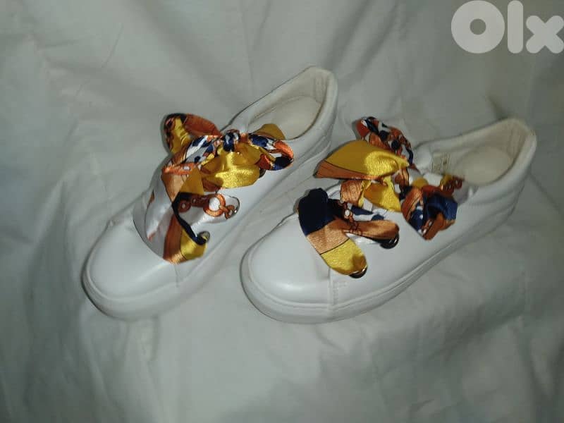 shoes white with satin ribbon 39.40 only 6