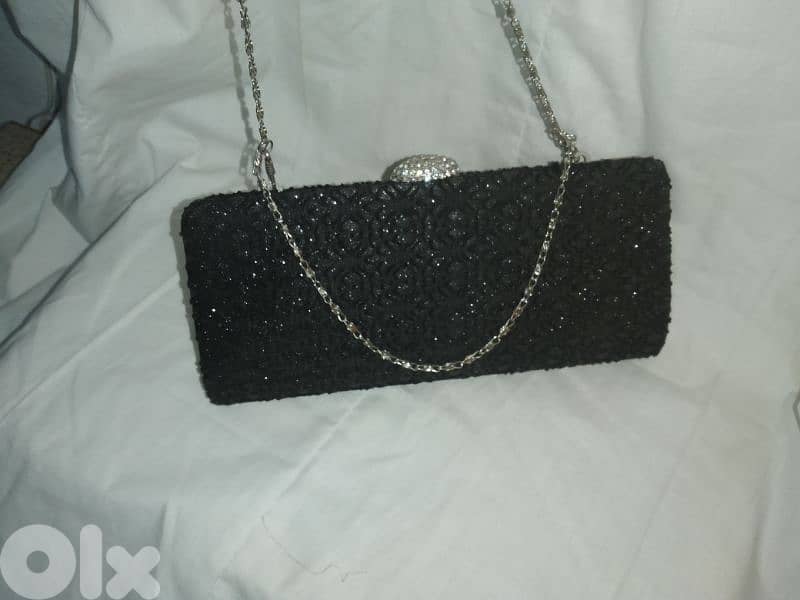 handbag clutch aswad ma3 strass 3