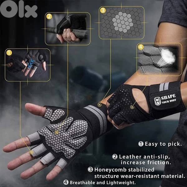 Gym Fitness Gloves with Wrist Wrap Support 4