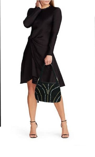 handbag vintage satin black with sequins 1