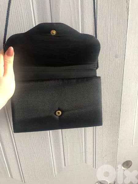 handbag black satin rushed shoulder bag vintage 5