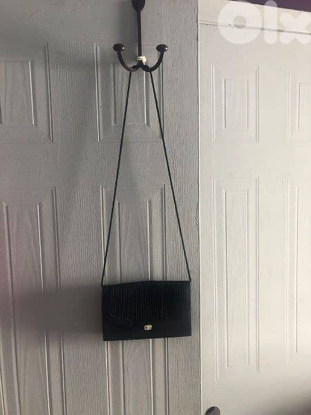 handbag black satin rushed shoulder bag vintage 7