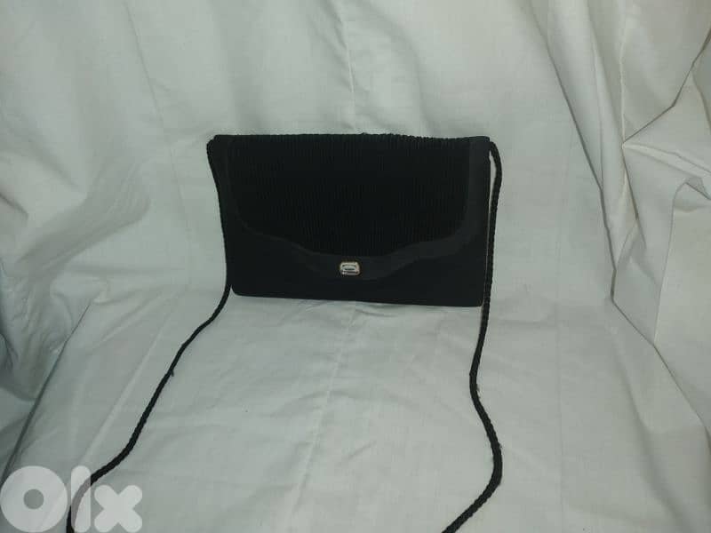 handbag black satin rushed shoulder bag vintage 10