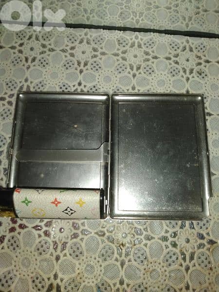 cigarettes holder case with refilebal lighter leather& stainless steel 3