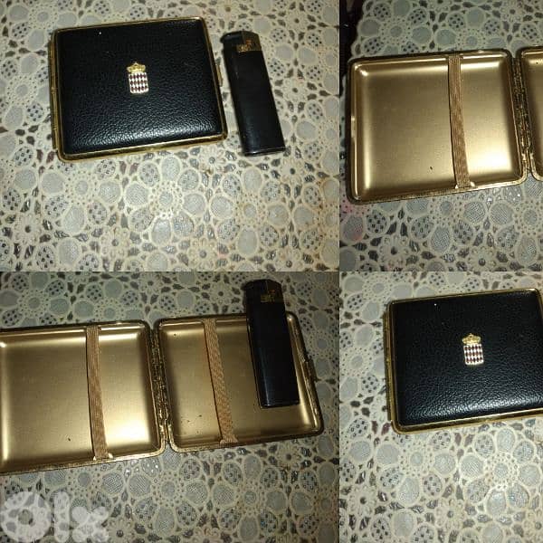 case holder with lighter vintage black leather 0