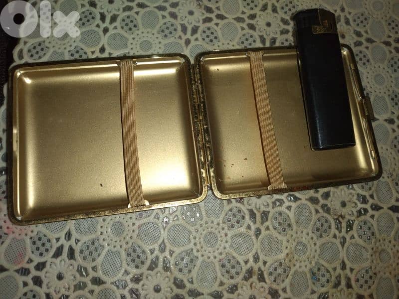 case holder with lighter vintage black leather 1