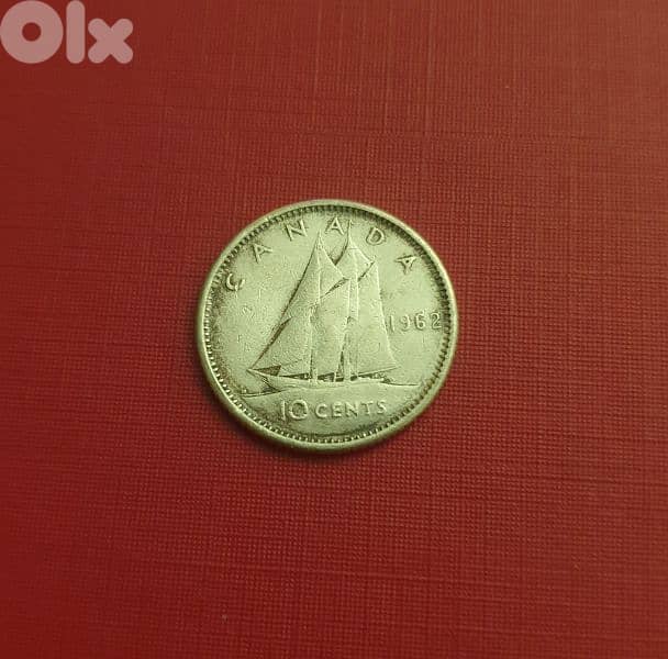 1962 Canada Silver 10 cents Q. Elizabeth II فضة كندية ١٠ سنت 1