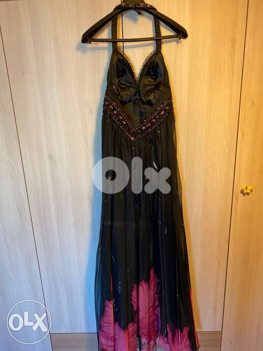 woman long dress - floral print- small 1