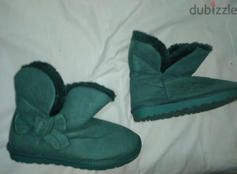 shoes green emerald ankle boots 38.39. 40 fur 2