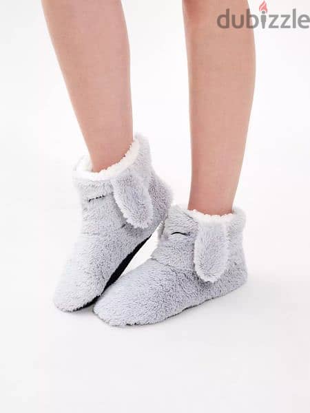 slippers boots grey bunny rabbit fits all sizes 1