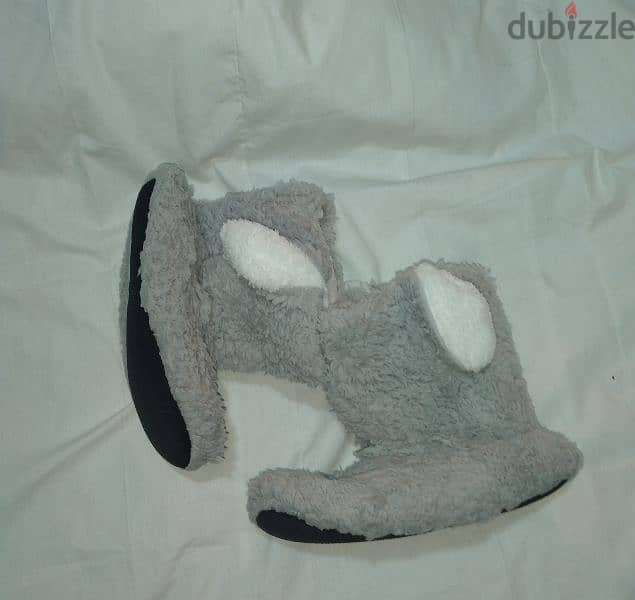 slippers boots grey bunny rabbit fits all sizes 2