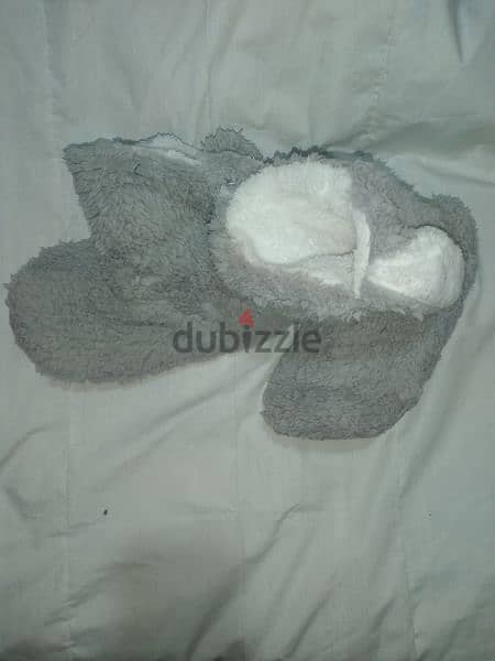 slippers boots grey bunny rabbit fits all sizes 3