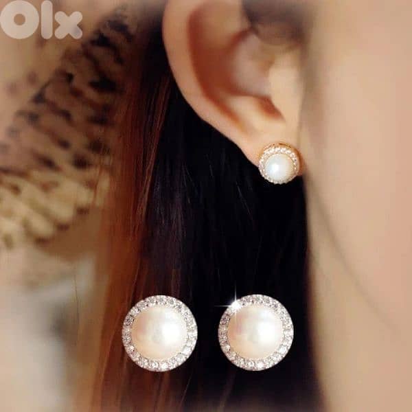 pearl earrings with cz 1=7$ or 3=15$ 2