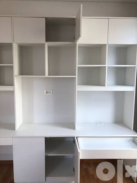 bedroom wall unit with two desks 0
