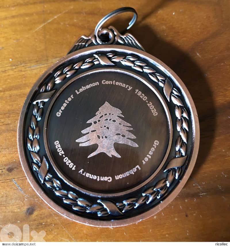 Medal Bronze plated Centenary Greater Lebanon 1920 - 2020 Diameter 6cm 0