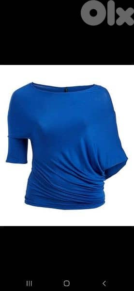 women top blue colour ketef achett s to xxL بلوزة كتف قاشط 3