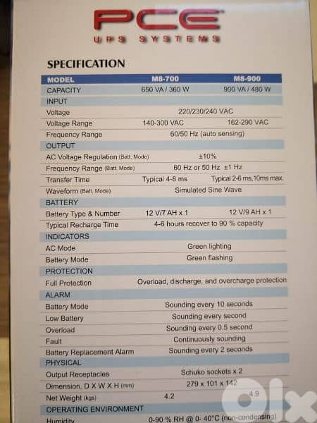 Ups pce 1500va 600 w 1