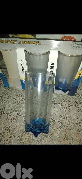 glasses blue only 6 pieces left crystal 0