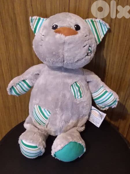 QUIRON CAT gray & green PLUSH great FAMOSA toy, height 40 Cm=12$ 0