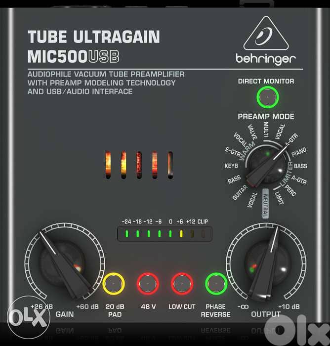 Behringer MIC500USB Tube Microphone Preamp Vacuum Tube Preamp 5