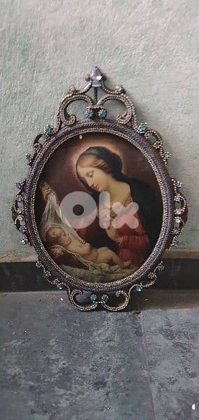 antique tablue paint on glass  cader copper  italy