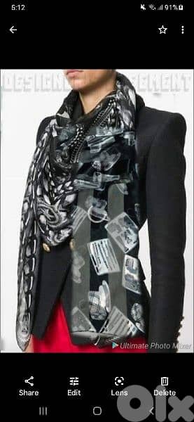silk scarf colour black with grey print 1=7$ or 3= 15$ 1