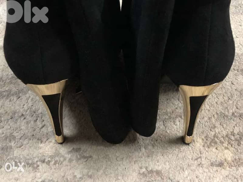 High heel boots, women shoes with elegant gold black 5