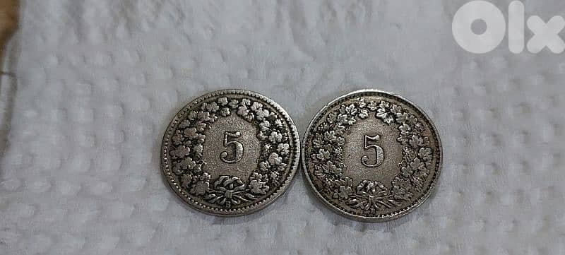 set of two silver Switzerland Swiss Coin years 1904 & 1929 1