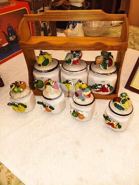 Vintage hand made Ceramic Canister set of 7 1
