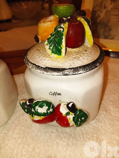 Vintage hand made Ceramic Canister set of 7 4