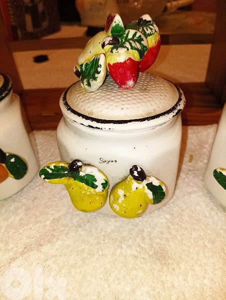Vintage hand made Ceramic Canister set of 7 5