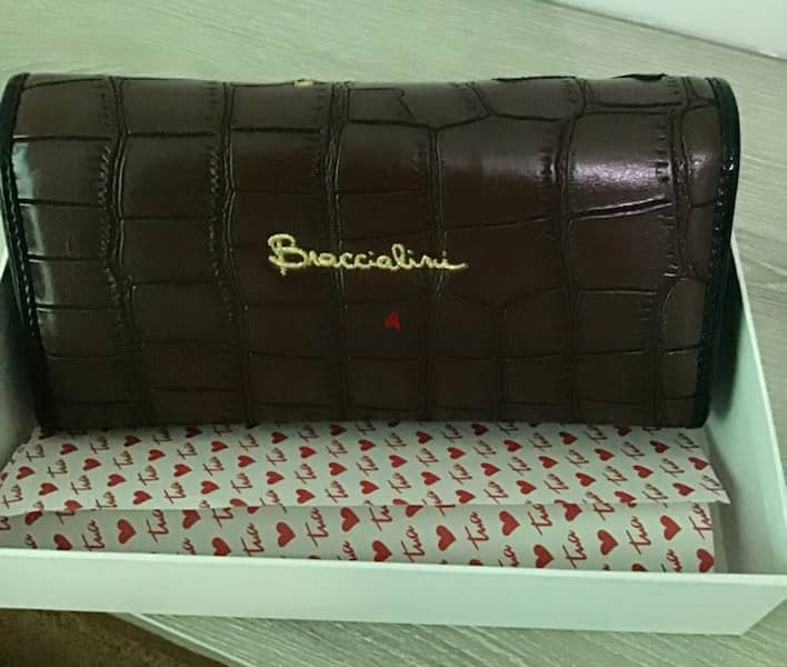 Brand new in box leather BRACCIALINI large wallet made in Italy 11
