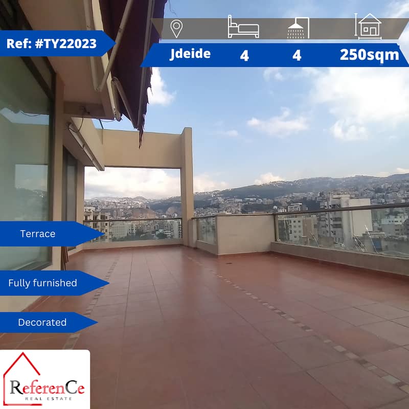 Fully furnished with terrace in Jdeideh شقة مفروشة مع تراس في جديده 0