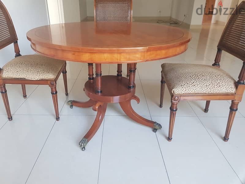 American Dining table, solid wood with 4 chairs and two extensions 2