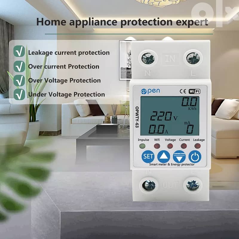 TUYA WiFi Smart Circuit Earth Leakage Over Under Voltage Protector 3