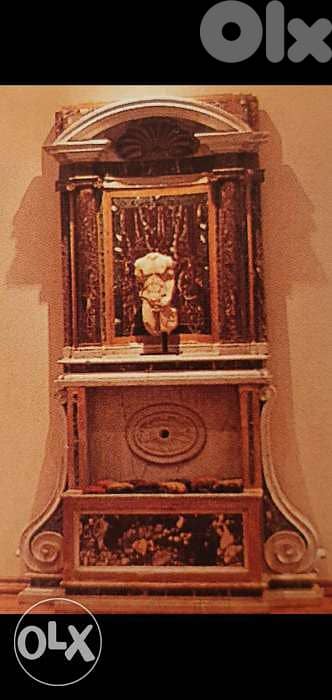 Rare 19th century Italian polychrome marble wall fountain Antique