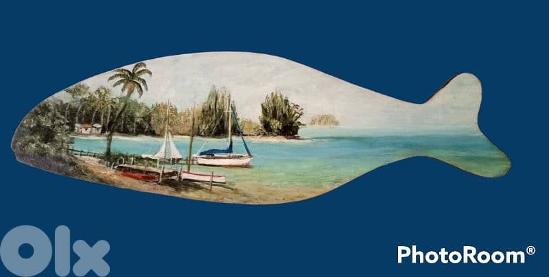 5 beautiful and unique old oil paintings on Mahogany wood 1