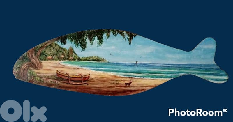 5 beautiful and unique old oil paintings on Mahogany wood 5