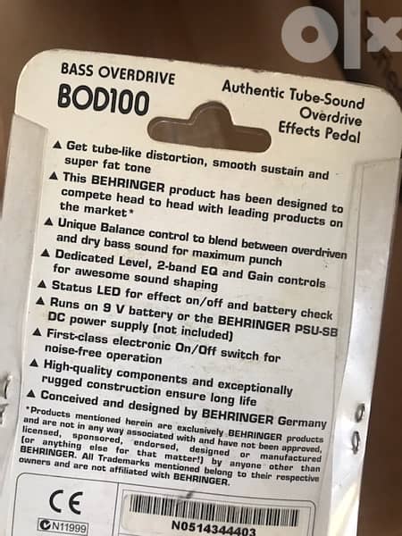 Guitar Pedals EFFECT Behringer prices each 14