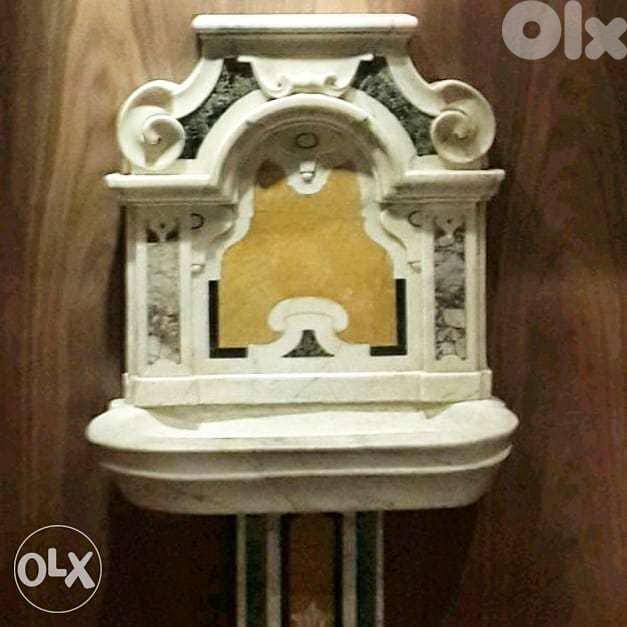 Magnificient antique italian polychrome marble wall fountain. 3