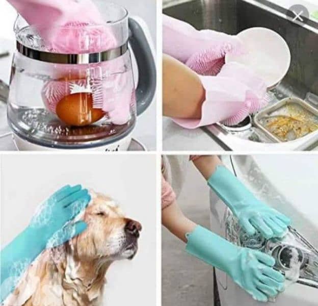 multipurpose thick silicone gloves 3$ 2